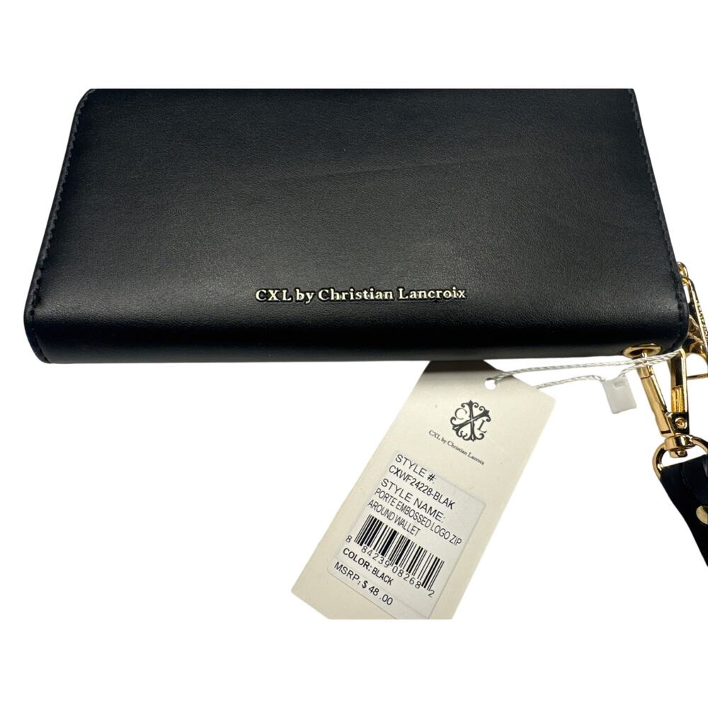 CXL by Christian Lacroix Black Faux Leather Zip Wristlet Wallet‎ New w/ Tags - Picture 11 of 12